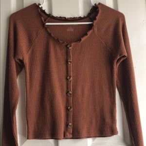Brown long sleeve button shirt